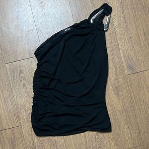 Morgan Black One-Shoulder Top